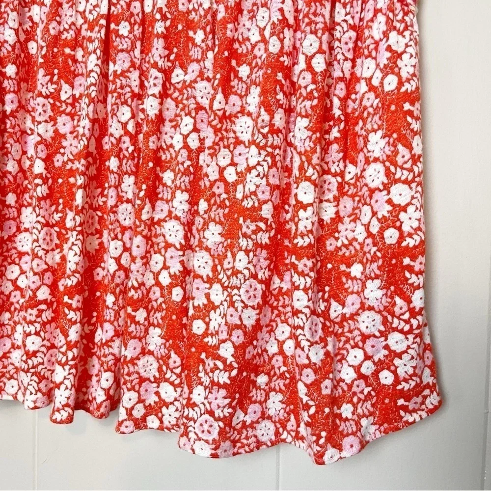 Free People Lucky Coin Sleeveless Top XS linen red floral tank blouse flowy boho